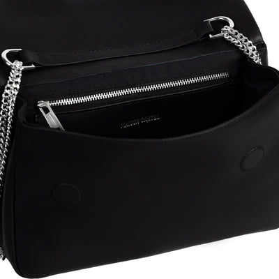 SAC LÉANDRE - CUIR NOIR LISSE ARGENT