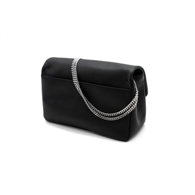 SAC LÉANDRE - CUIR NOIR LISSE ARGENT