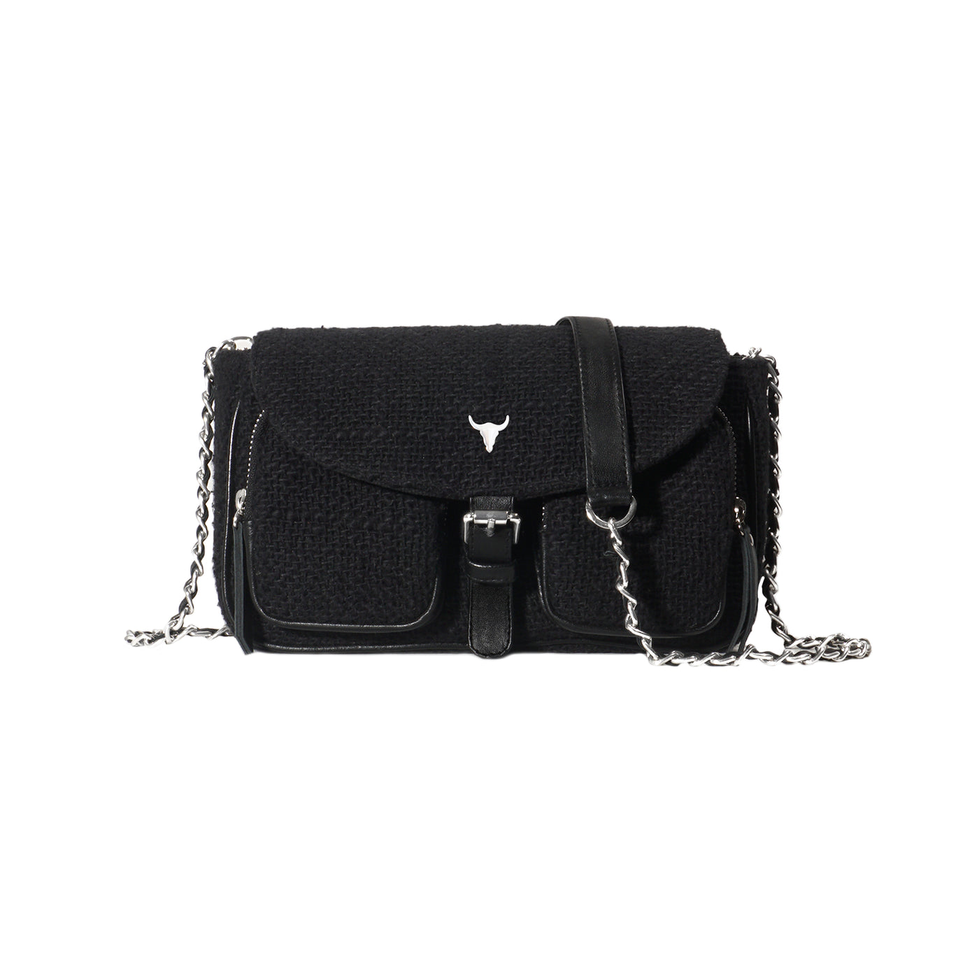 IVY BAG - BLACK WOVEN COTTON