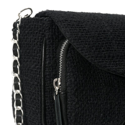 IVY BAG - BLACK WOVEN COTTON