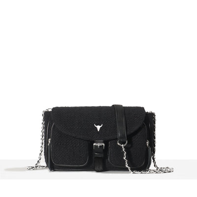 IVY BAG - BLACK WOVEN COTTON