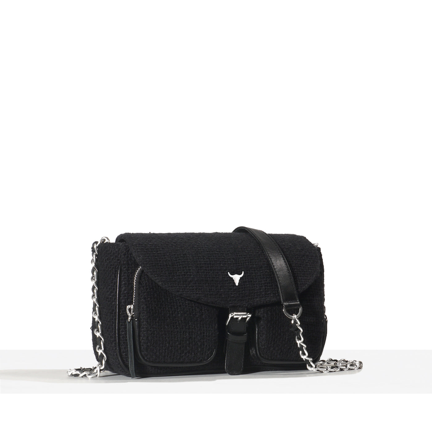 IVY BAG - BLACK WOVEN COTTON