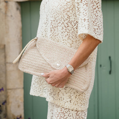 POCHETTE SOSO - CROCHET BEIGE DÉTAILS BRILLANTS