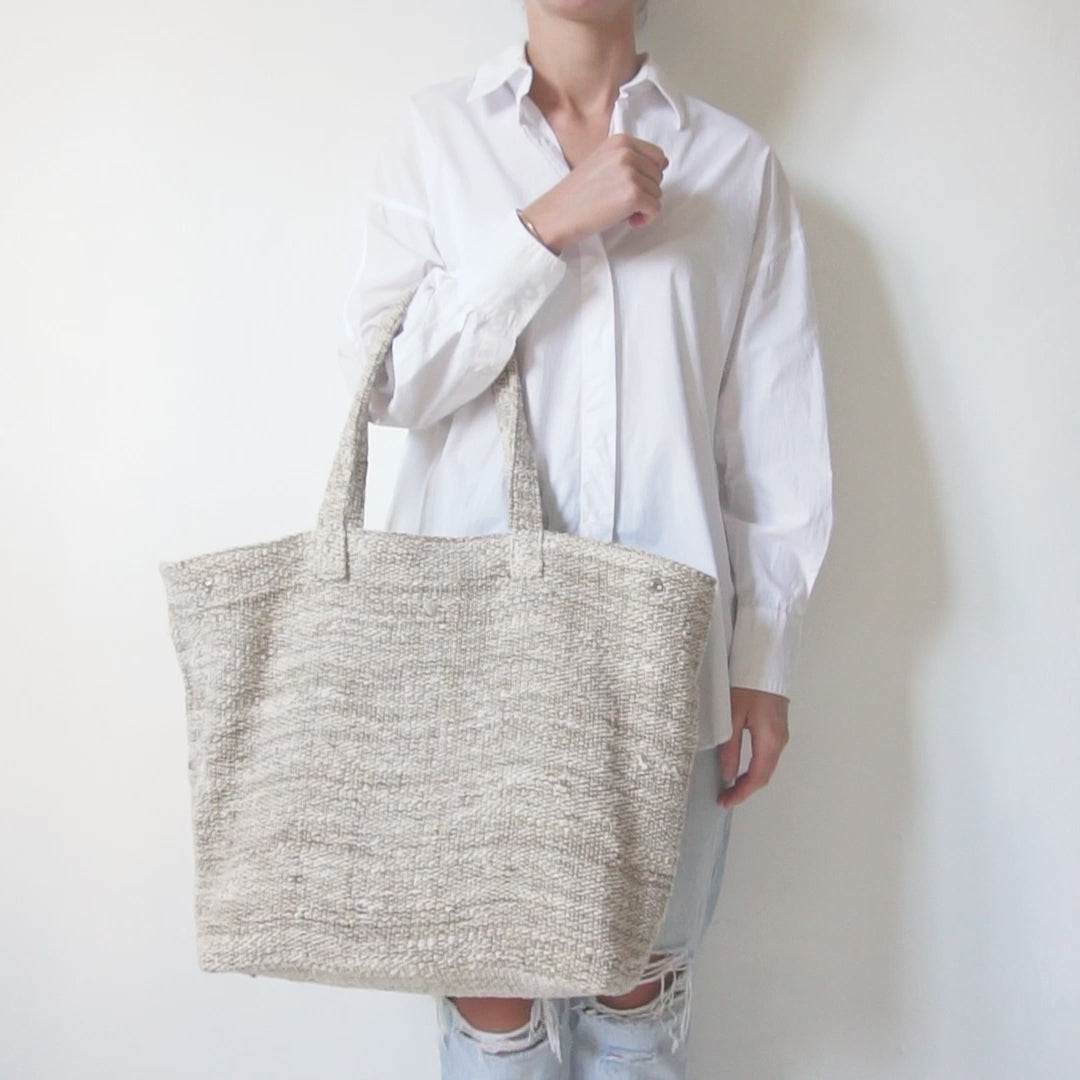 SOSO TOTE BAG - BEIGE WOVEN CANVAS