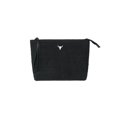 BAZAR POUCH - BLACK WOVEN COTTON