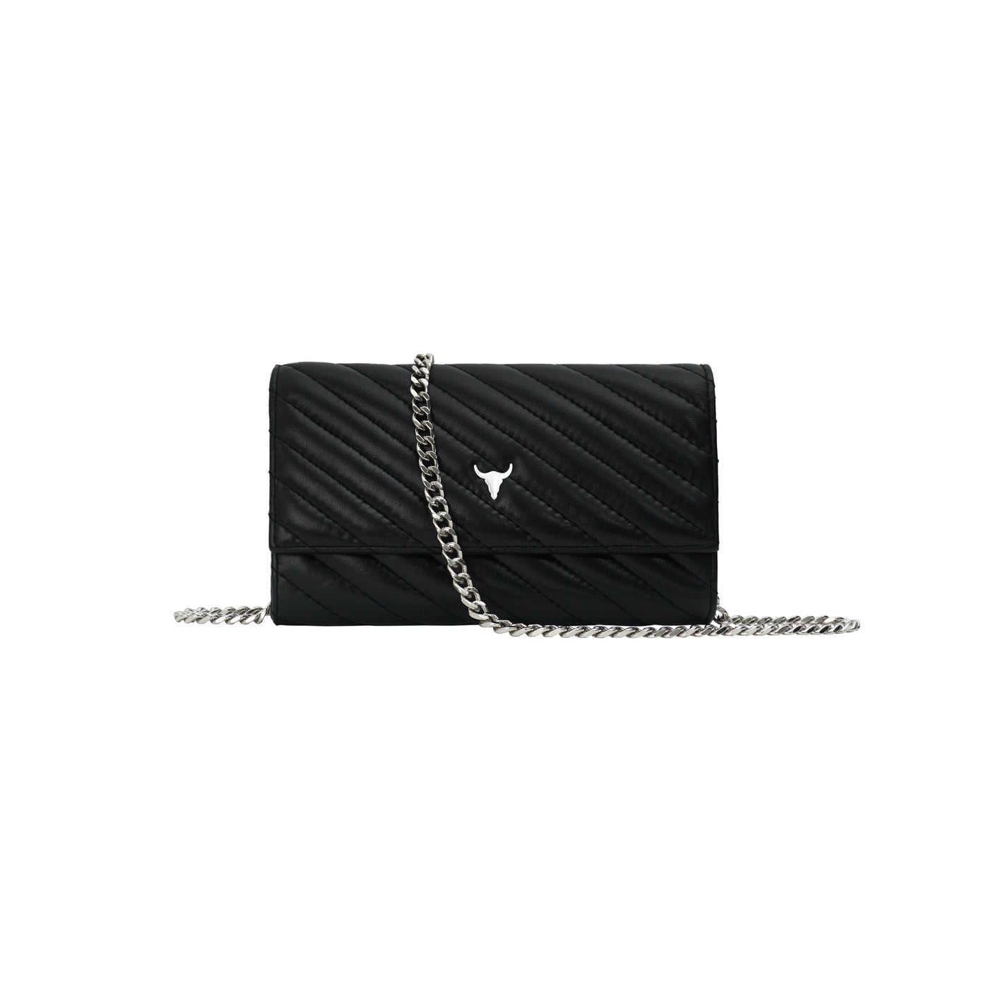 WALLET NELLY - CUIR NOIR MATELASSÉ