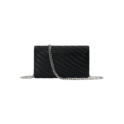 WALLET NELLY - CUIR NOIR MATELASSÉ