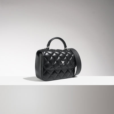 MINI BRIGITTE BAG - QUILTED BLACK LEATHER