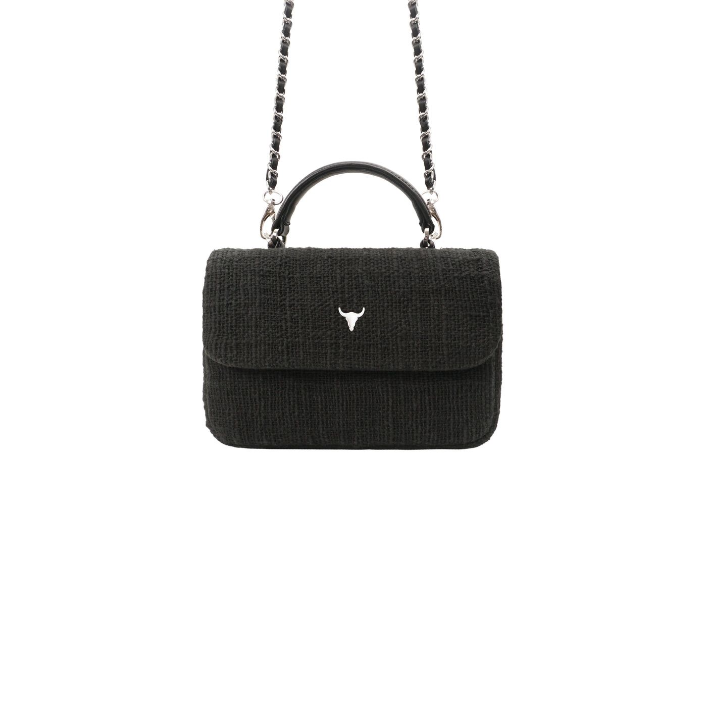 MINI BRIGITTE BAG - BLACK WOVEN COTTON