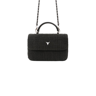 MINI BRIGITTE BAG - BLACK WOVEN COTTON