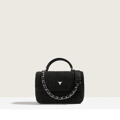 MINI BRIGITTE BAG - BLACK WOVEN COTTON