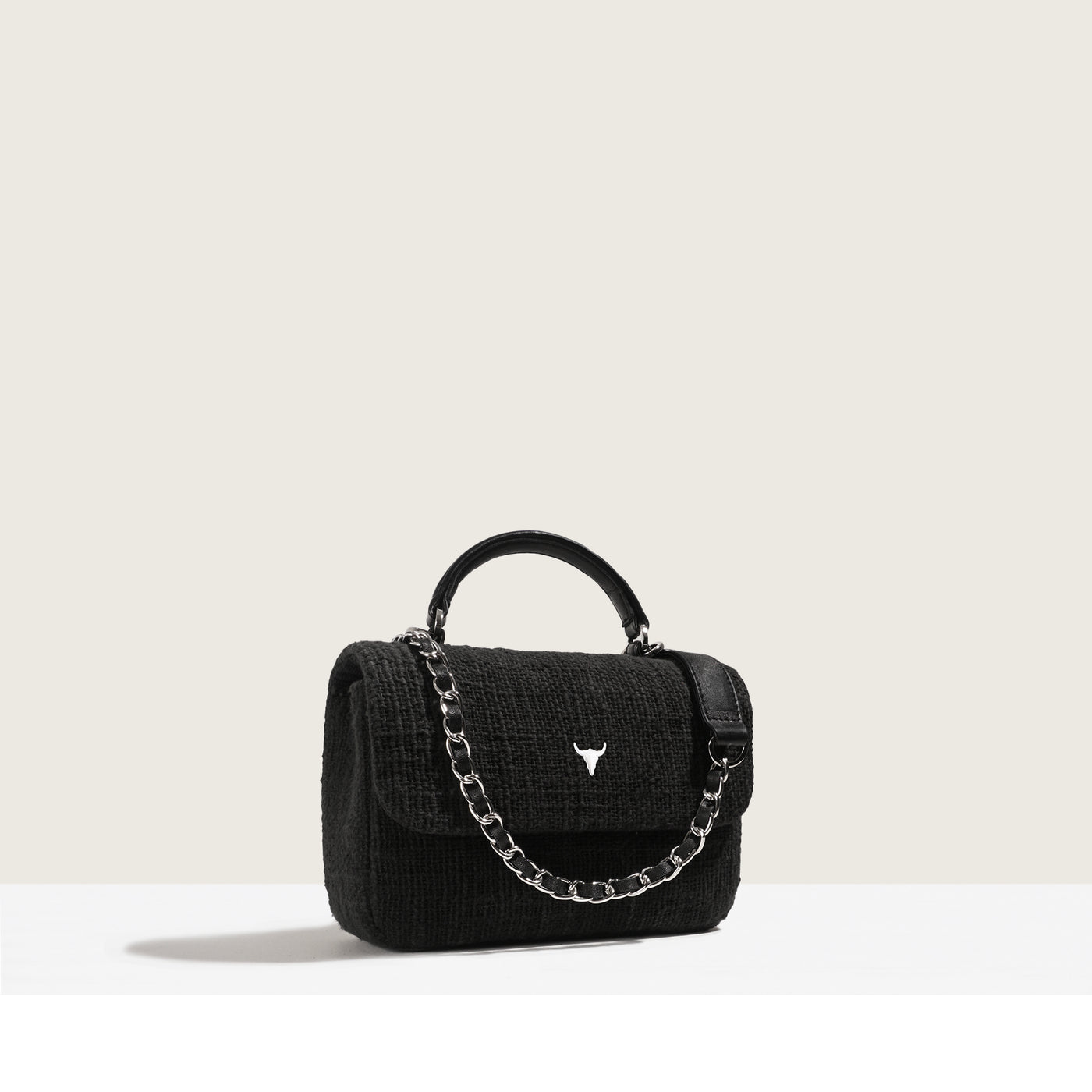 MINI BRIGITTE BAG - BLACK WOVEN COTTON