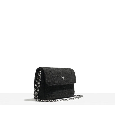 MINI JOSH BAG - BLACK WOVEN COTTON