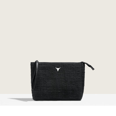 BAZAR POUCH - BLACK WOVEN COTTON