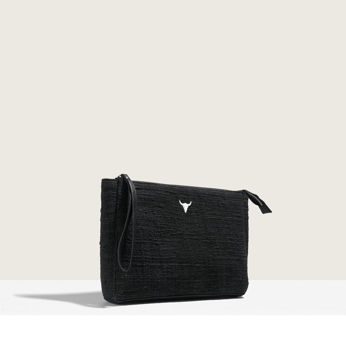 BAZAR POUCH - BLACK WOVEN COTTON