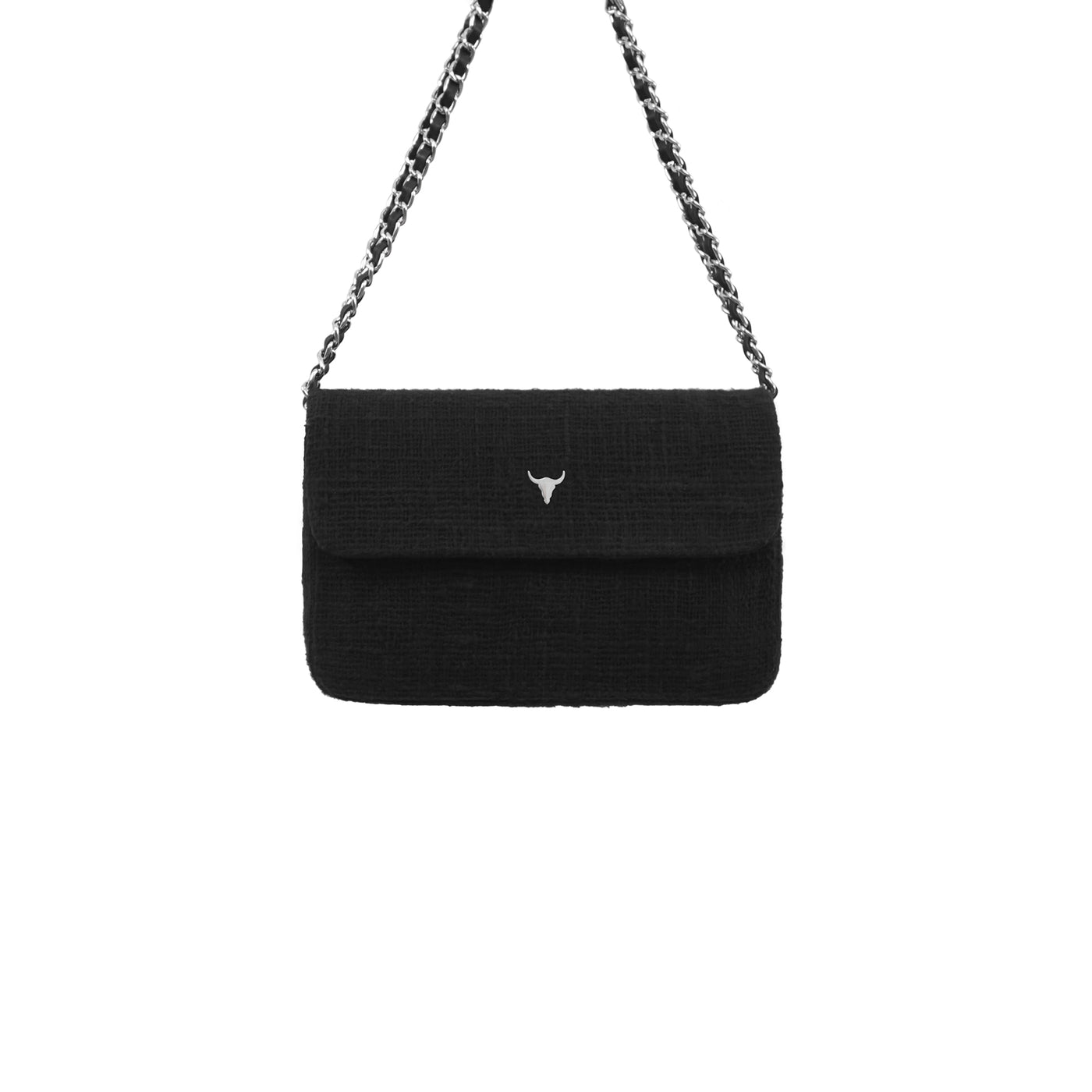 MINI JOSH BAG - BLACK WOVEN COTTON