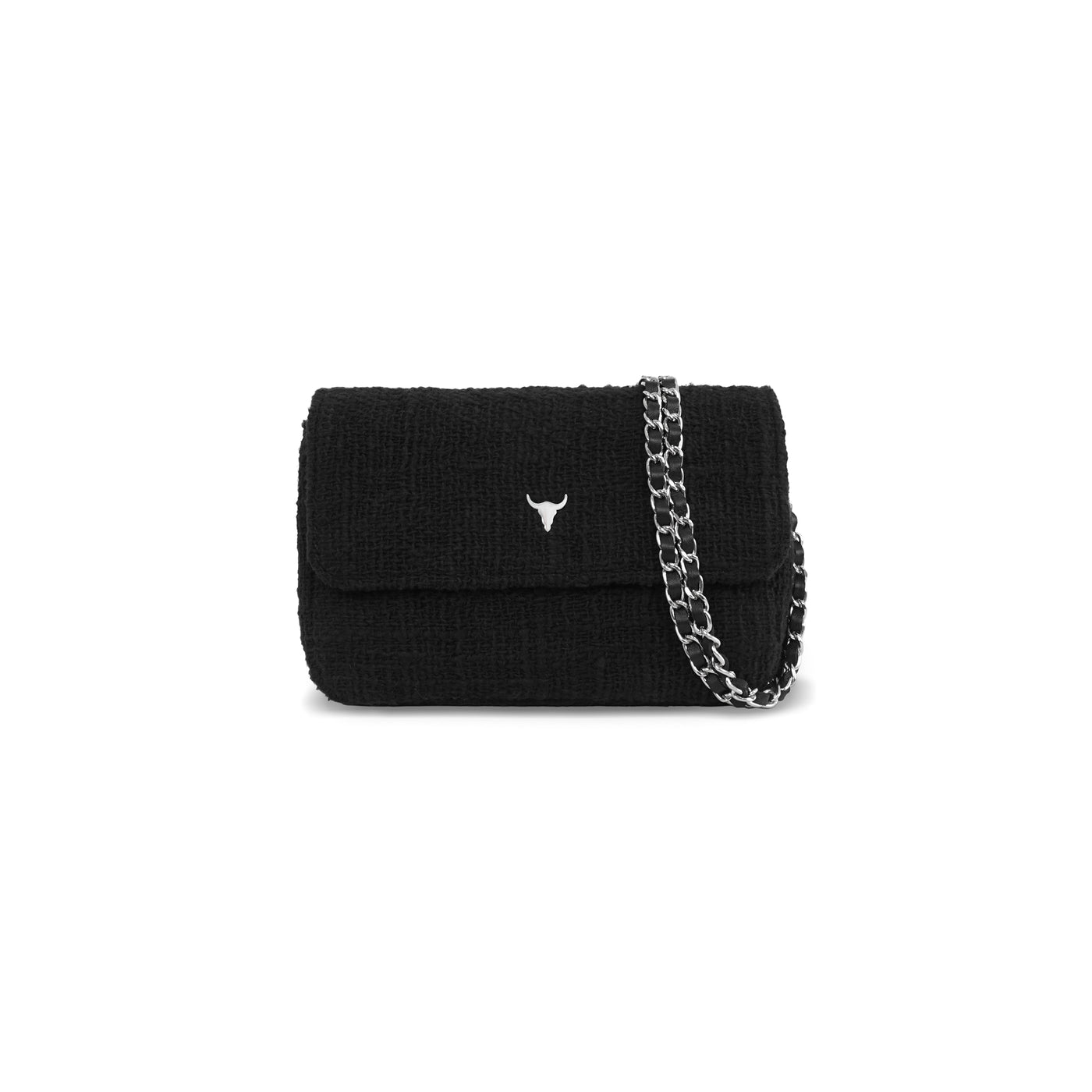 MINI JOSH BAG - BLACK WOVEN COTTON