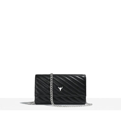 WALLET NELLY - CUIR NOIR MATELASSÉ